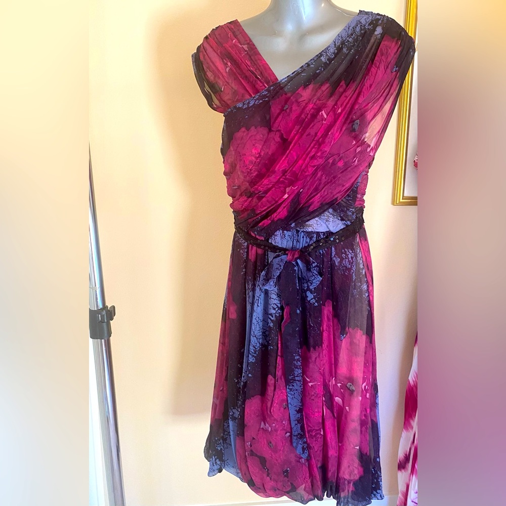 Tracy Reese silk bubble hem chiffon dress. Size 8